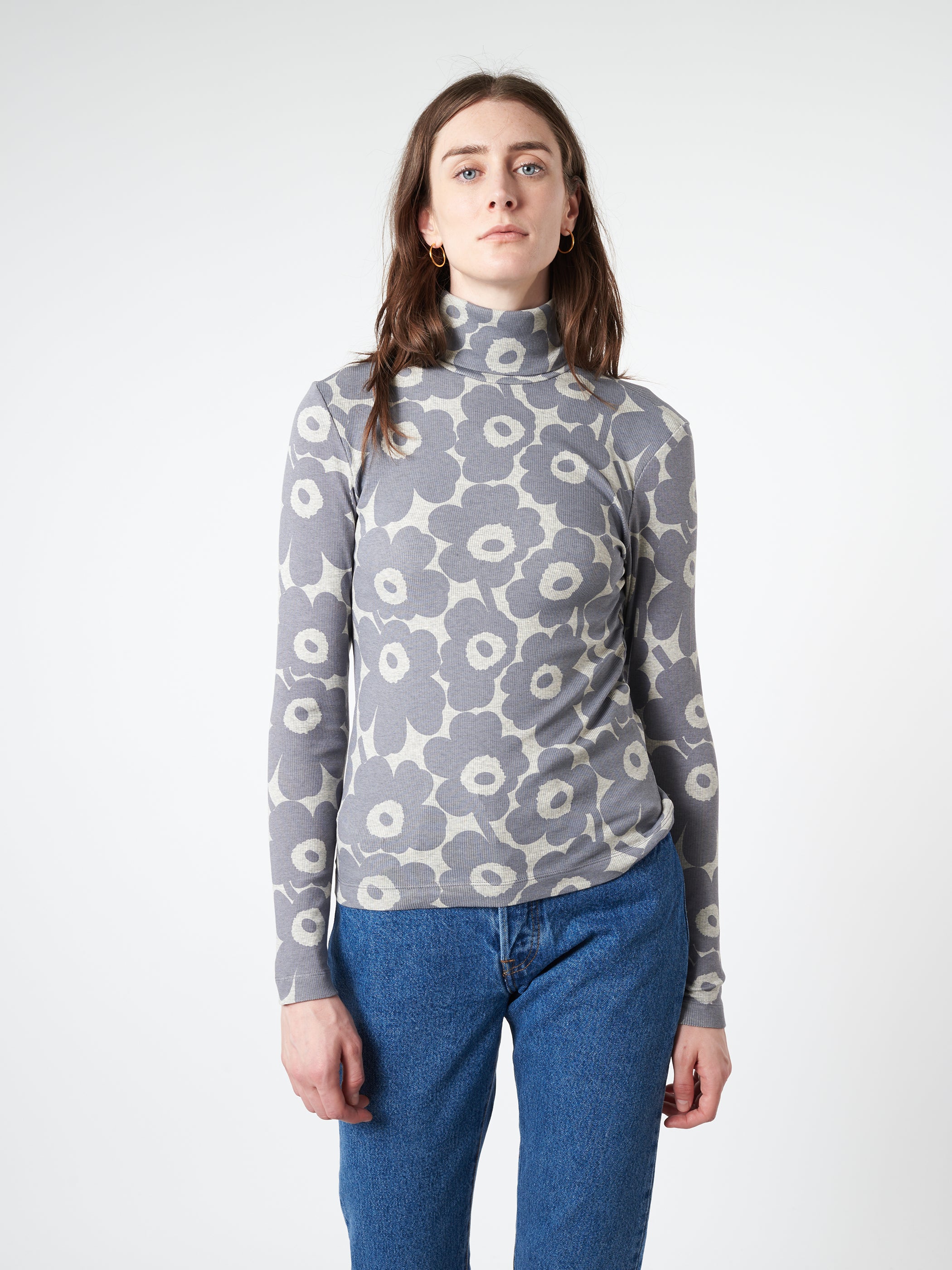 Marimekko - Emali Mini Unikko Turtleneck in Grey/Dark Grey 