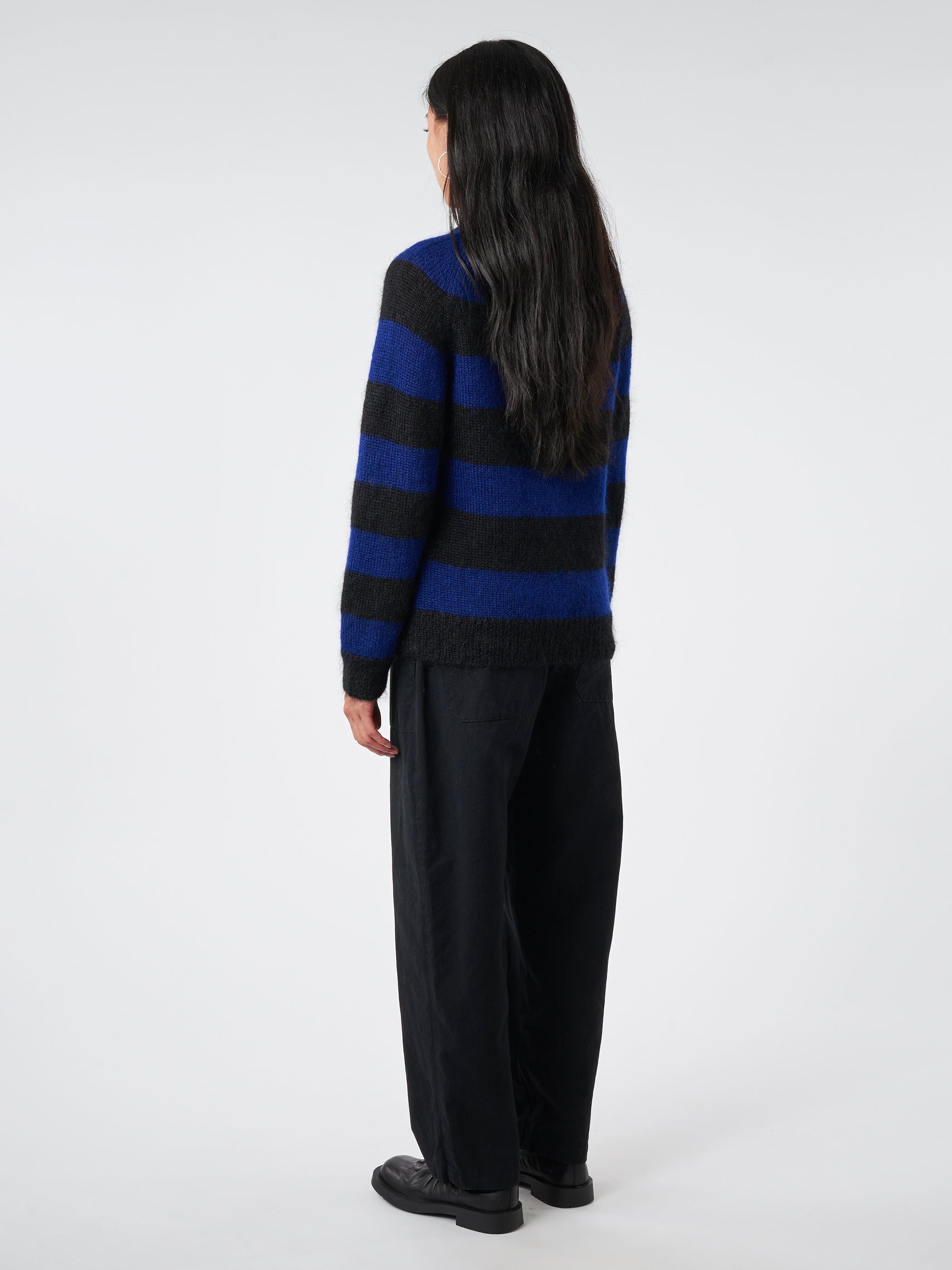 Kid Mohair Striped Crewneck Sweater