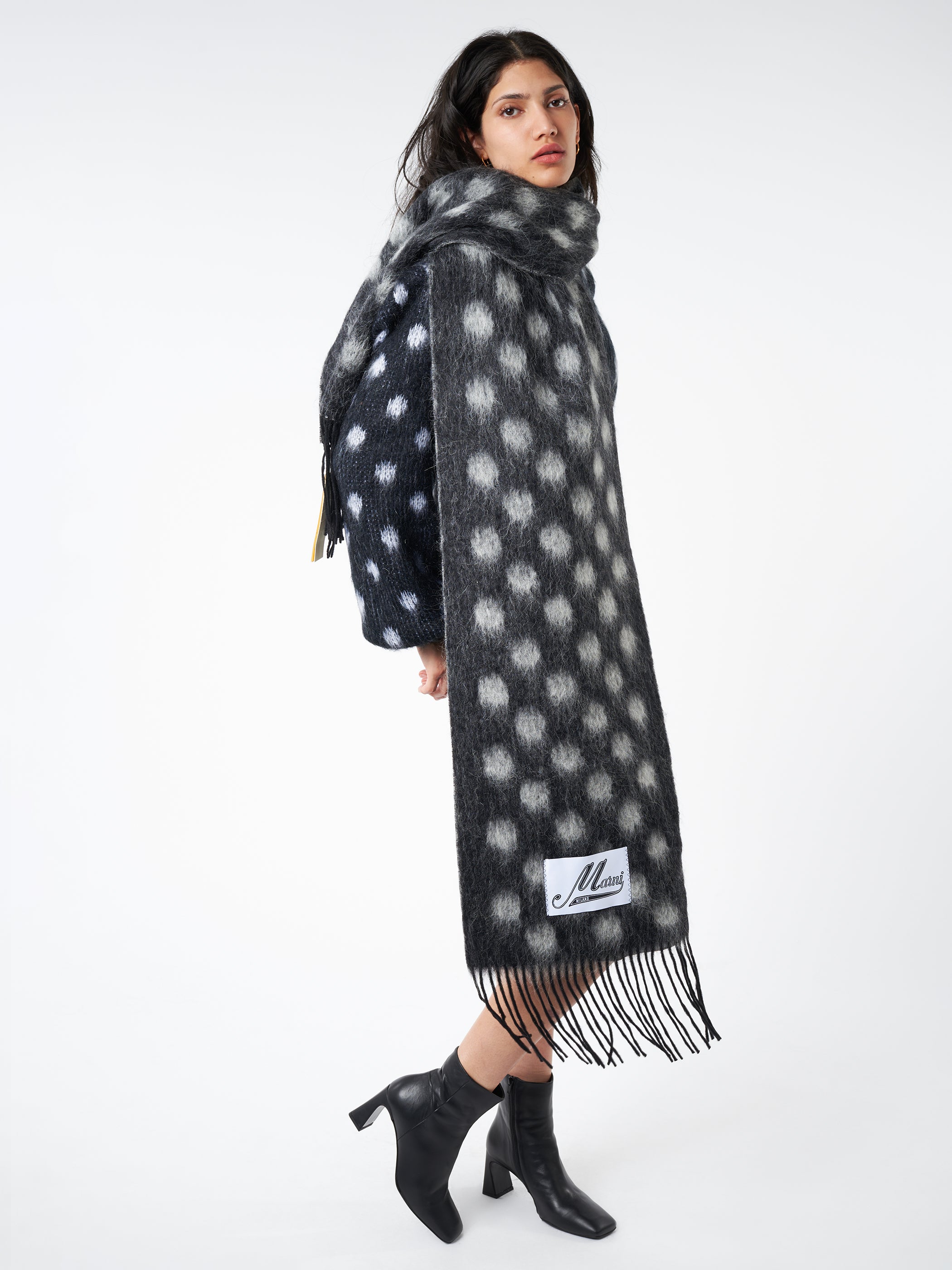 Marni - Wool-Mohair Scarf with Polka Dots in Black – gravitypope