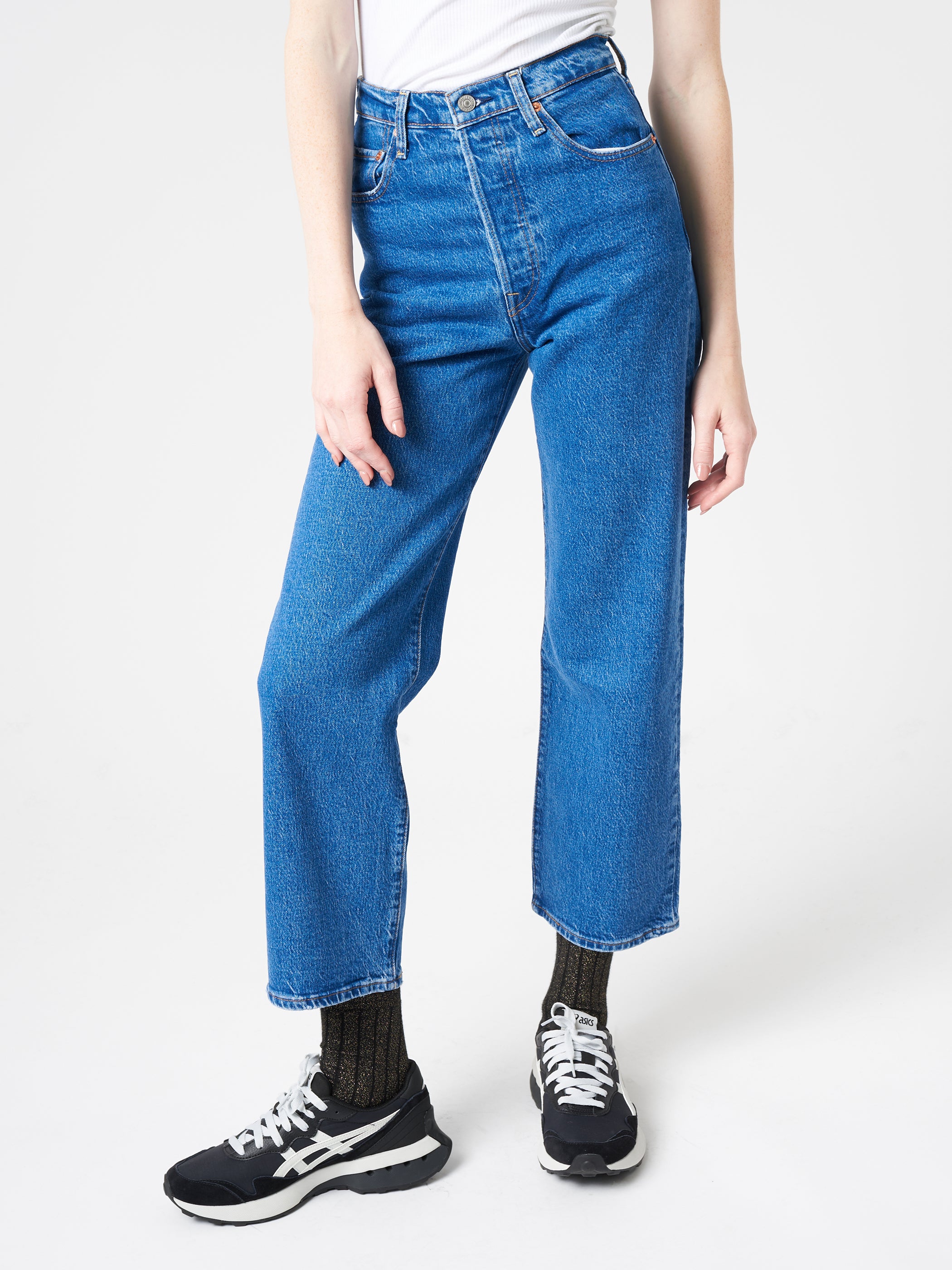 Ribcage straight ankle women's jeans sales