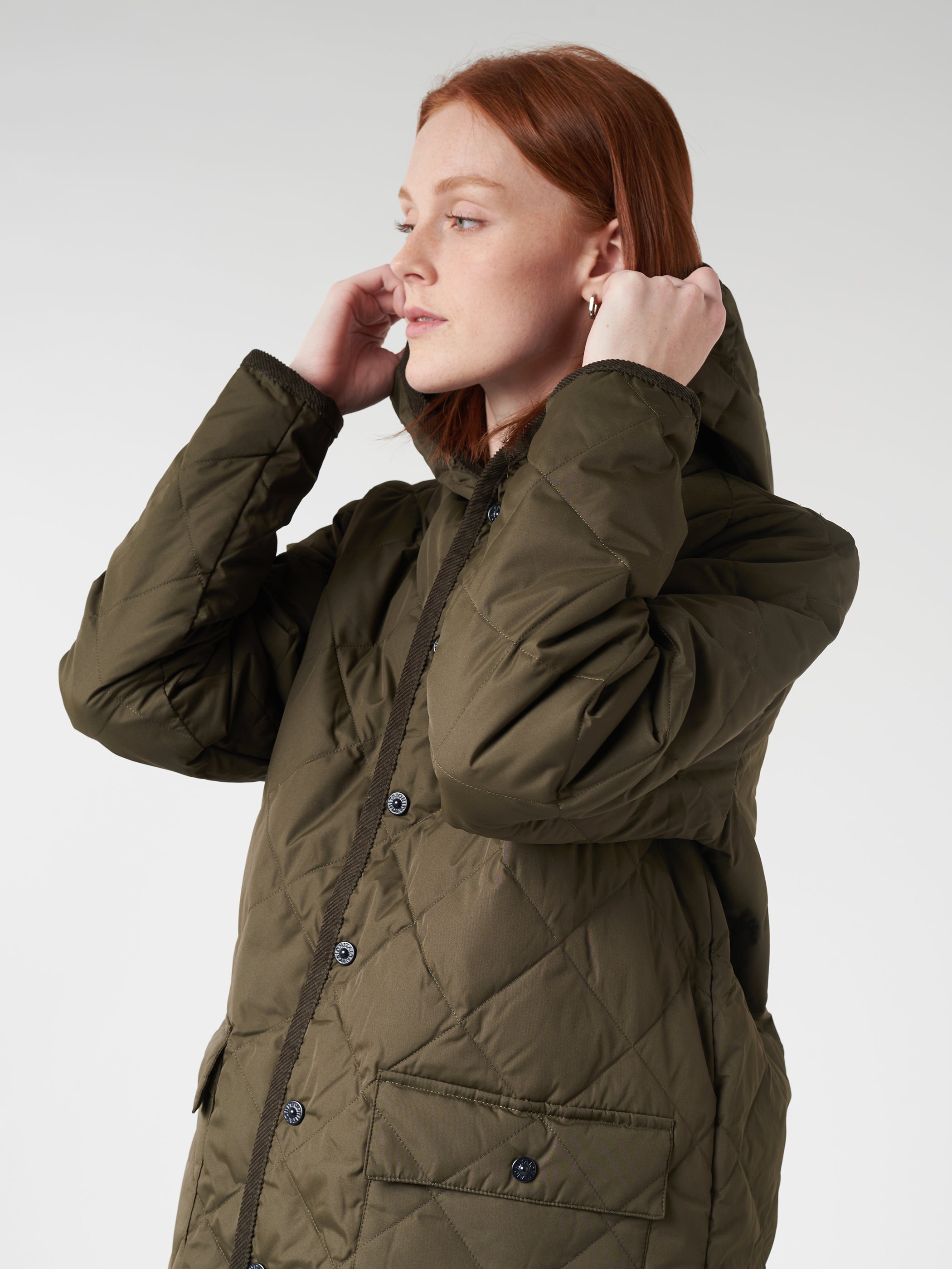 Taion - Piping Hood Long Down Coat in Dark Olive – gravitypope