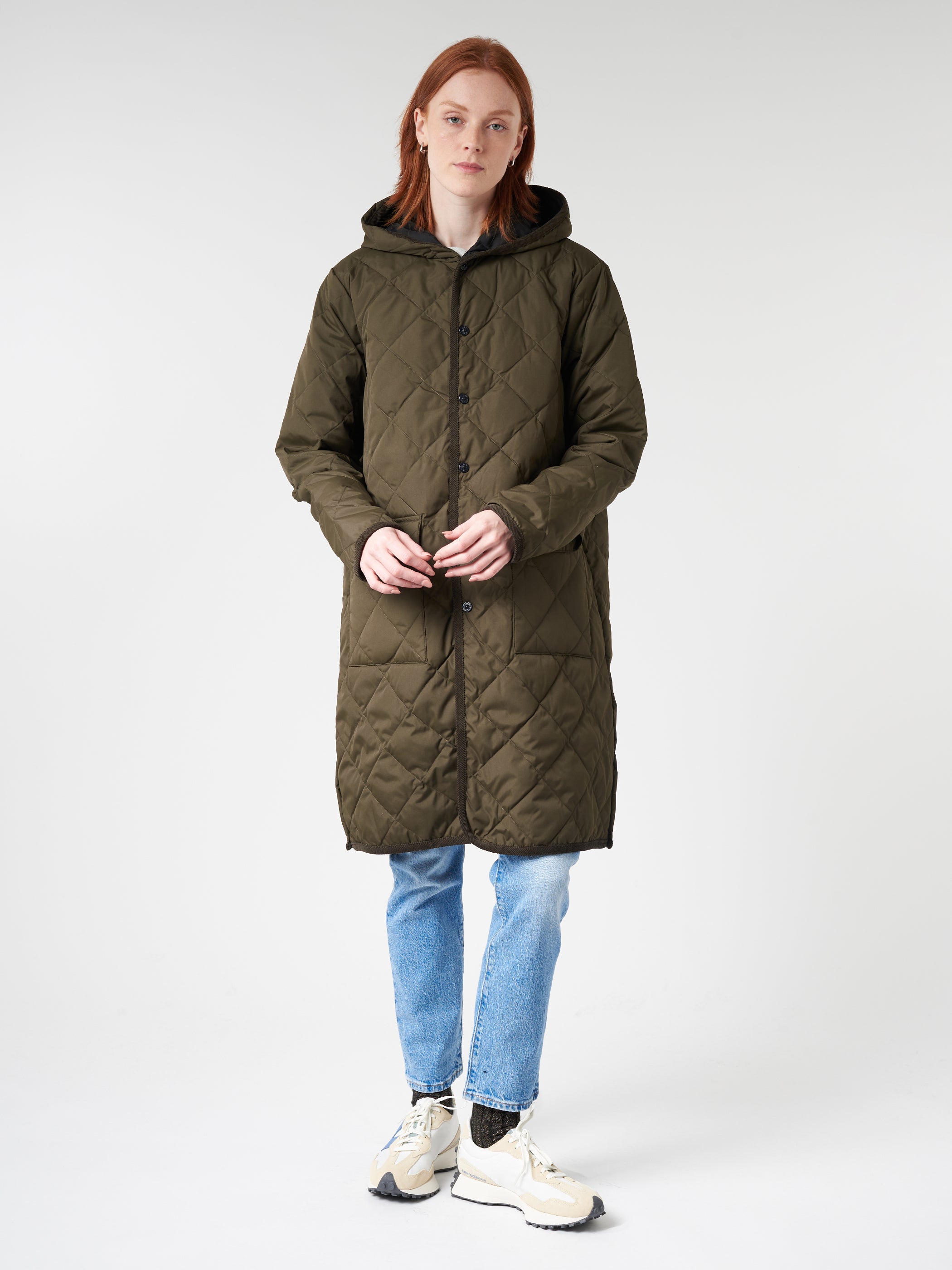 Taion - Piping Hood Long Down Coat in Dark Olive – gravitypope