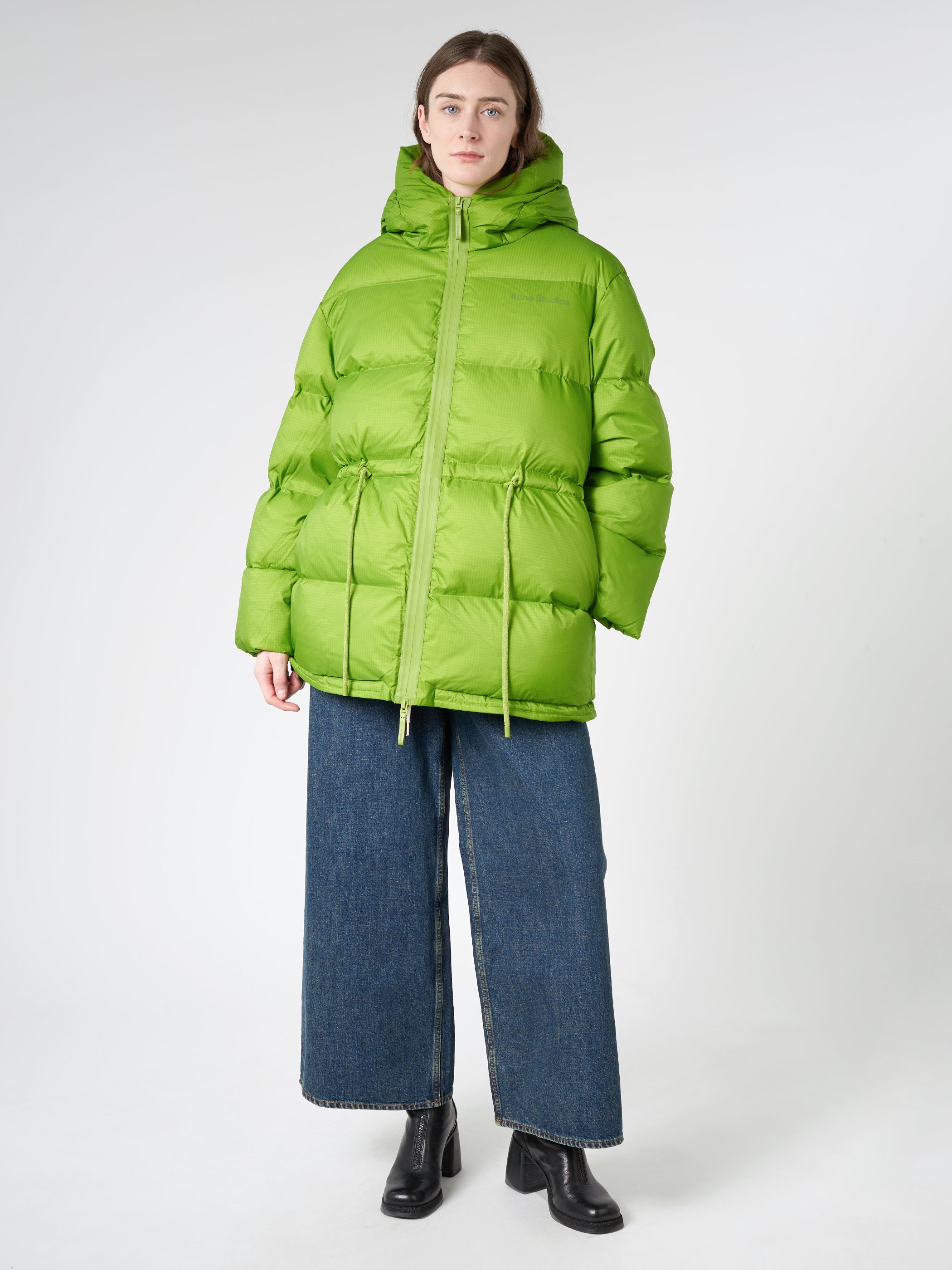 Acne Studios Hooded Puffer Jacket in Grass Green gravitypope