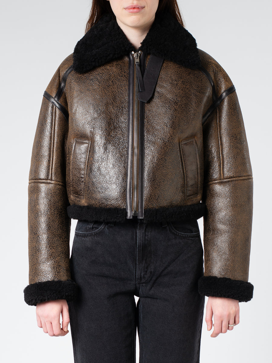 Acne Studios - New Lete Shearling Jacket in Dark Brown and Black ...