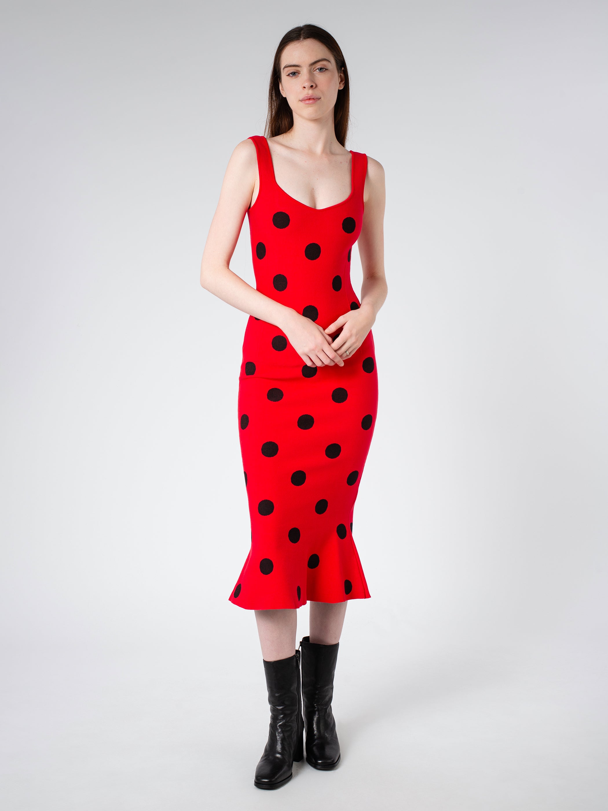 Marni - Viscose Sheath Dress with Polka Dots in Tulip Black – gravitypope