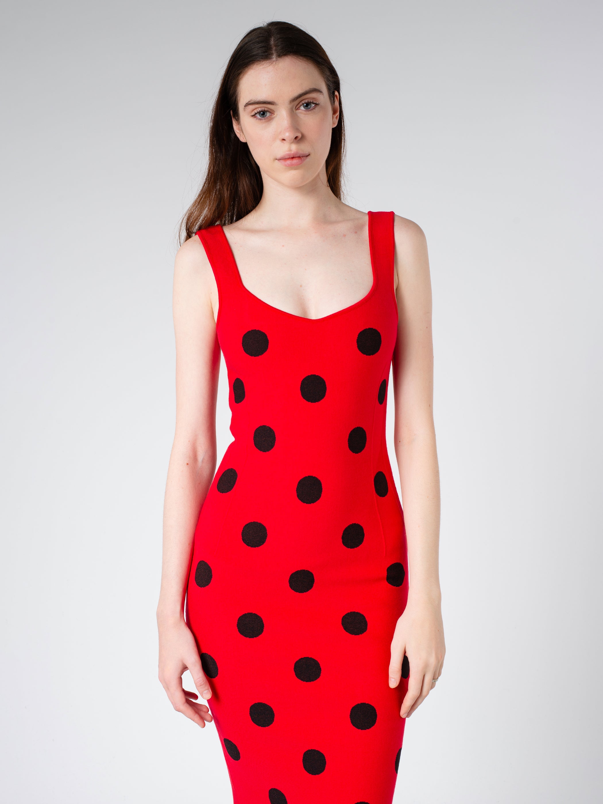 Marni - Viscose Sheath Dress with Polka Dots in Tulip Black – gravitypope