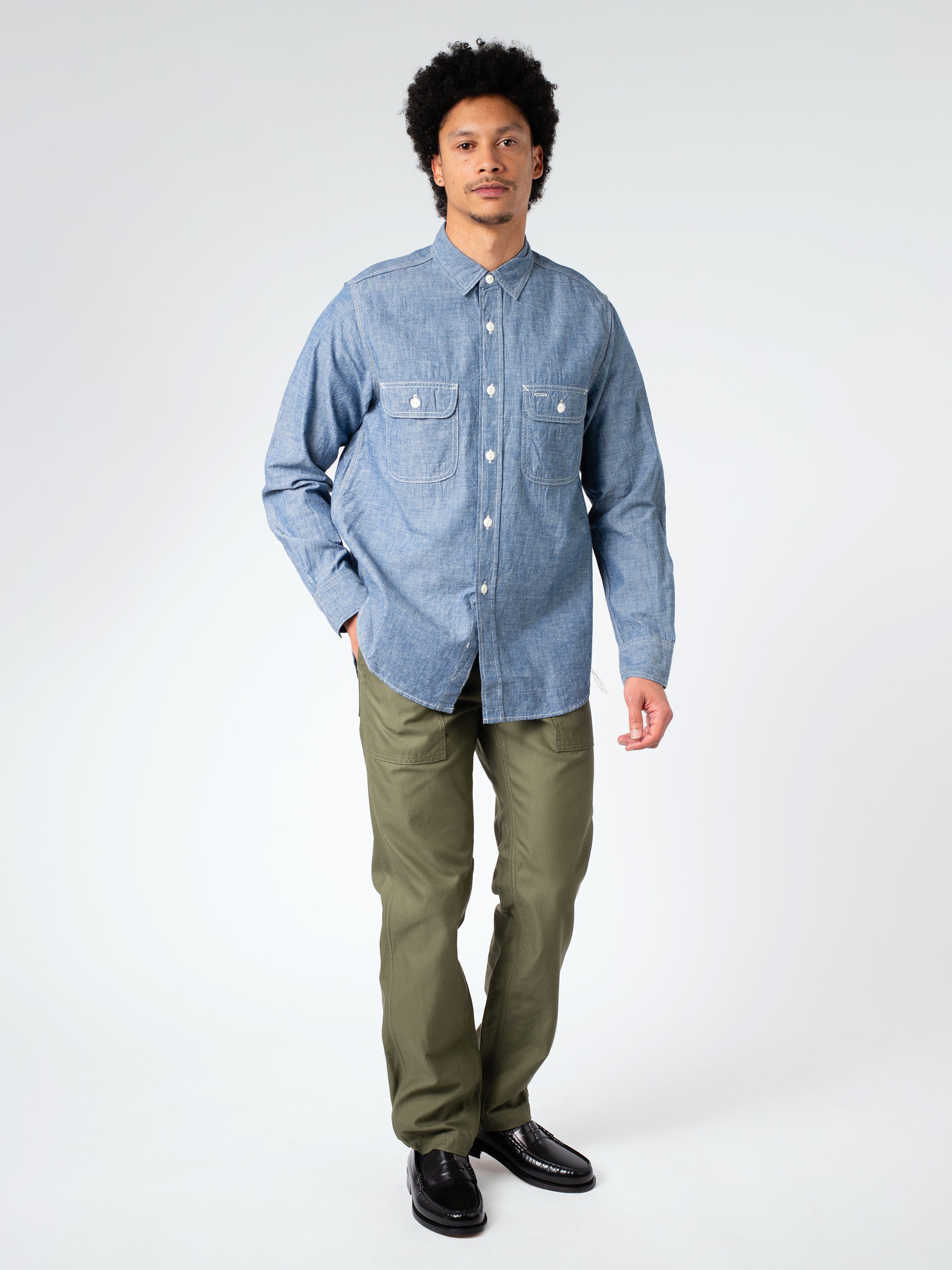 F.O.B. FACTORY - Chambray Work Shirt in Blue – gravitypope