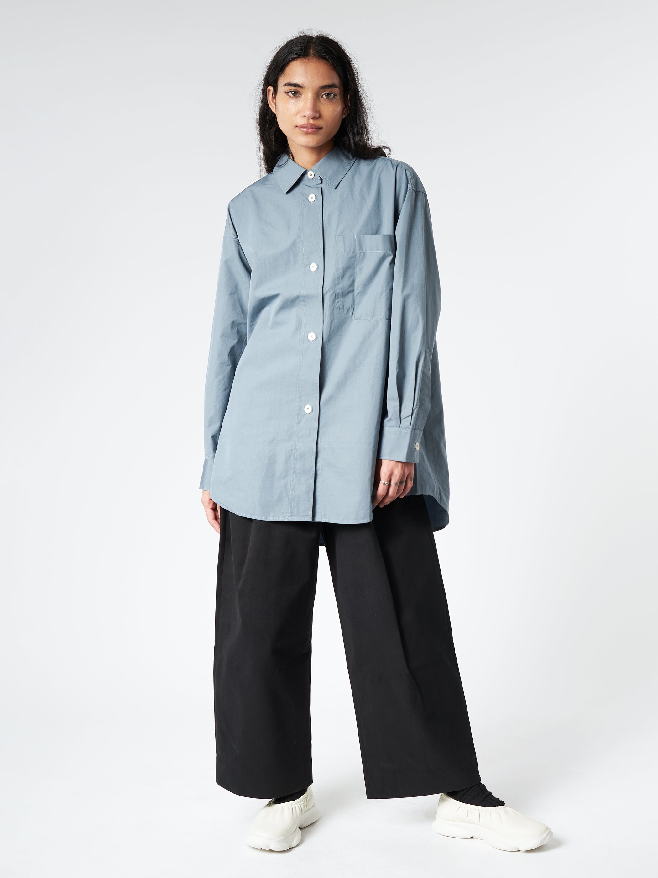 Margaret Howell - MHL Oversized Painters Shirt in Dusty Blue 