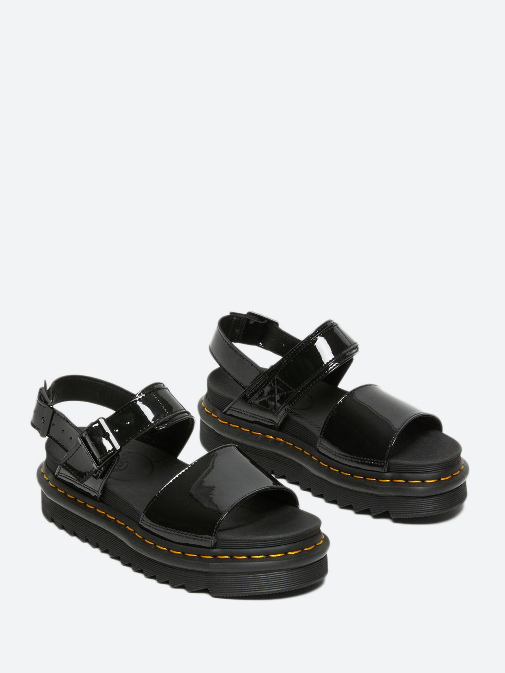 Dr. Martens Voss Strap Sandals in Black Patent gravitypope