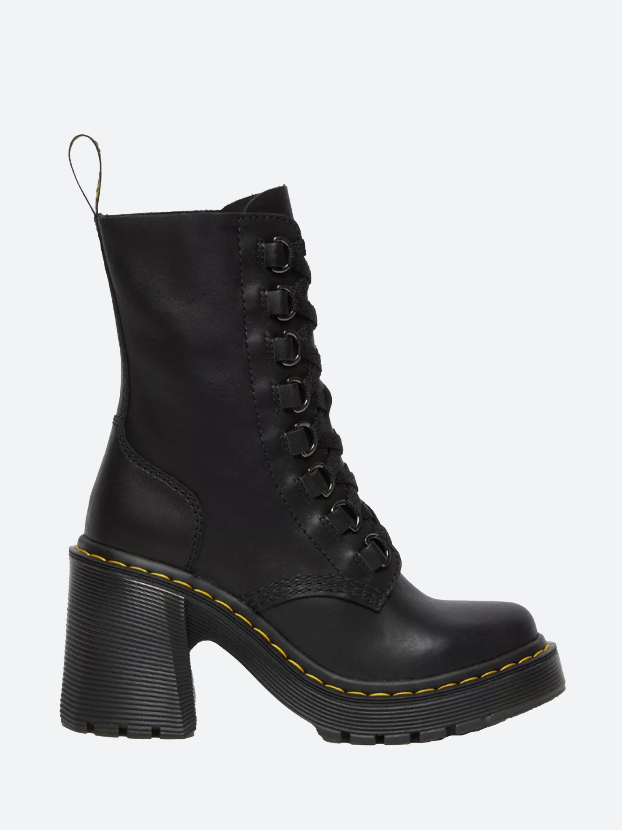 Dr. Martens Chesney Flared Heel Lace Up Boots in Black gravitypope