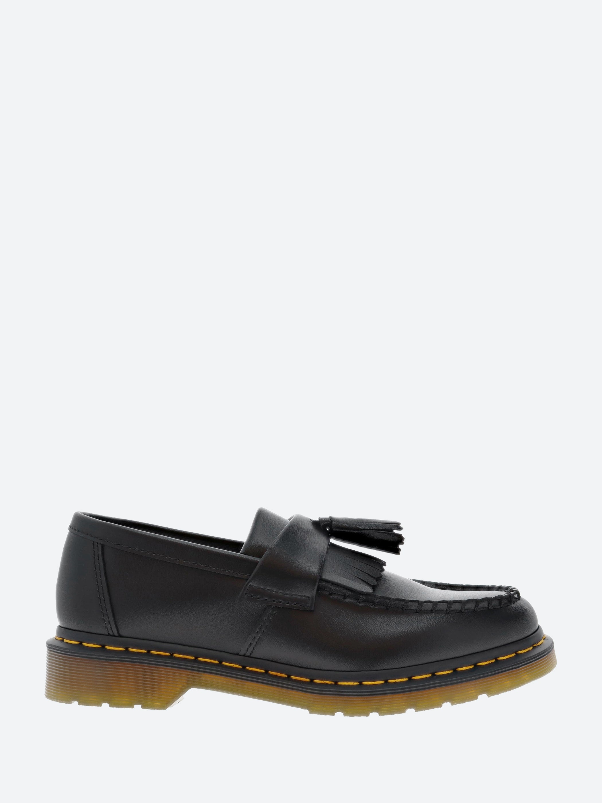 Dr. Martens - Adrian Yellow Stitch Tassel Loafers in Black Smooth 