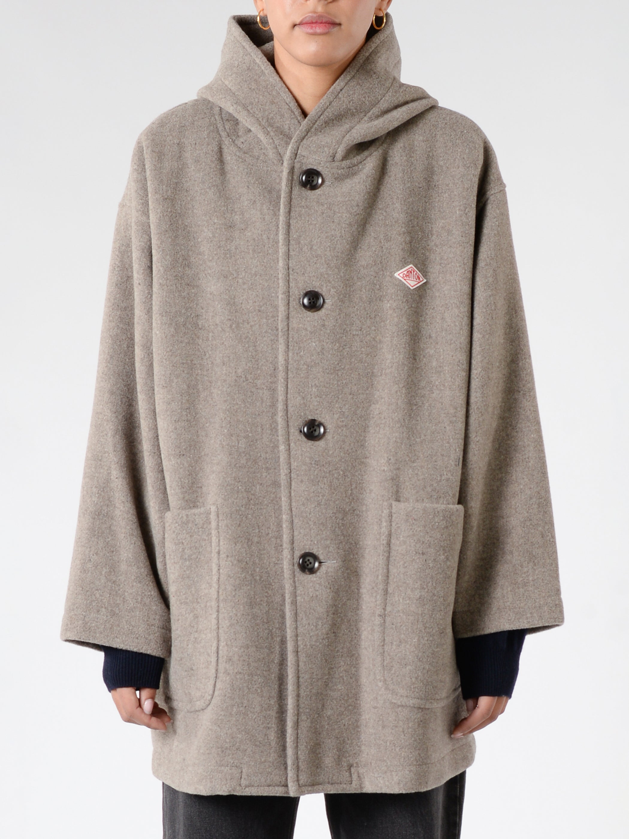 Beige hooded coat best sale