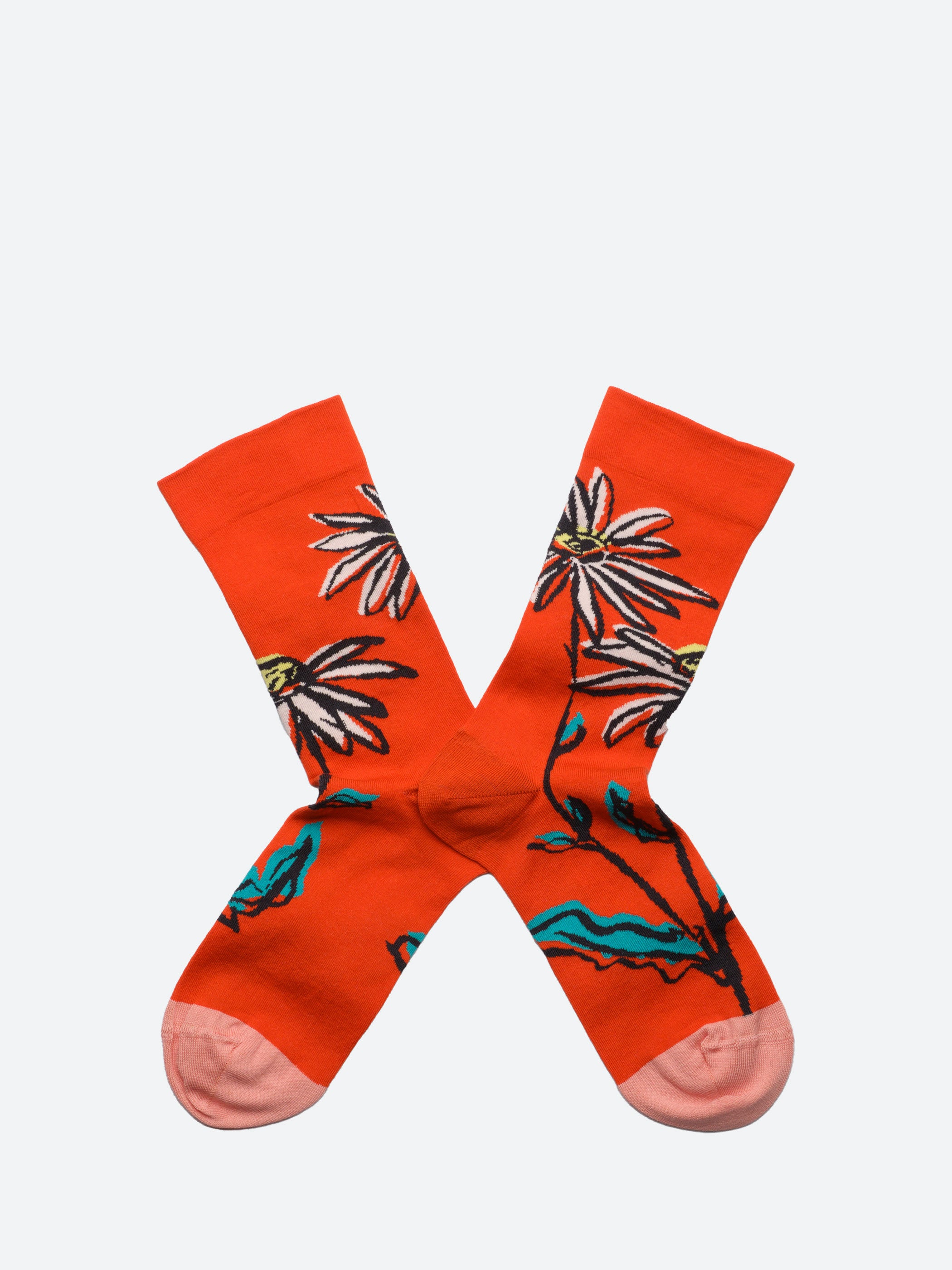 Vermillion Flower Sock