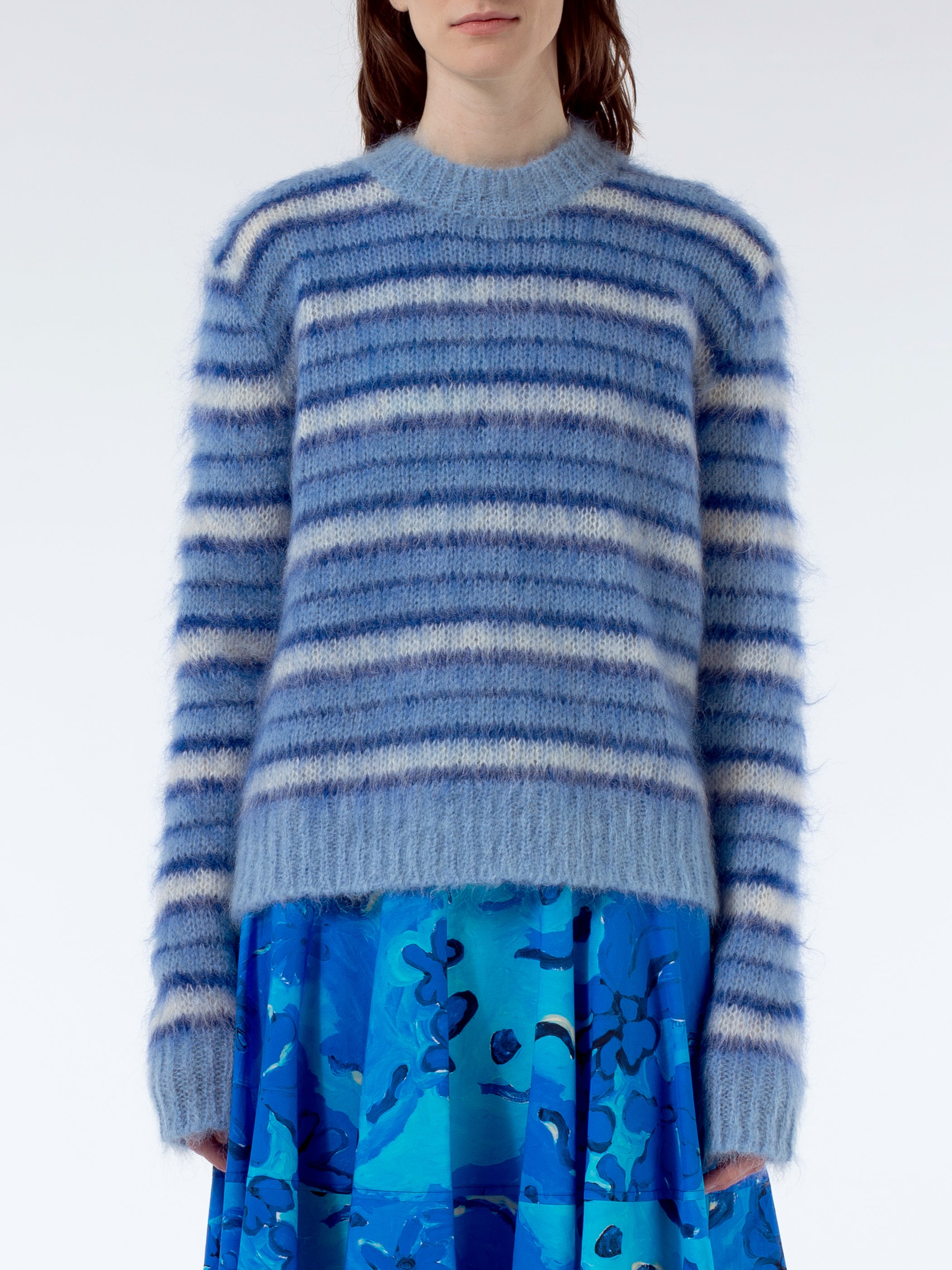 Marni - Striped Mohair and Wool Sweater in Iris Blue – gravitypope