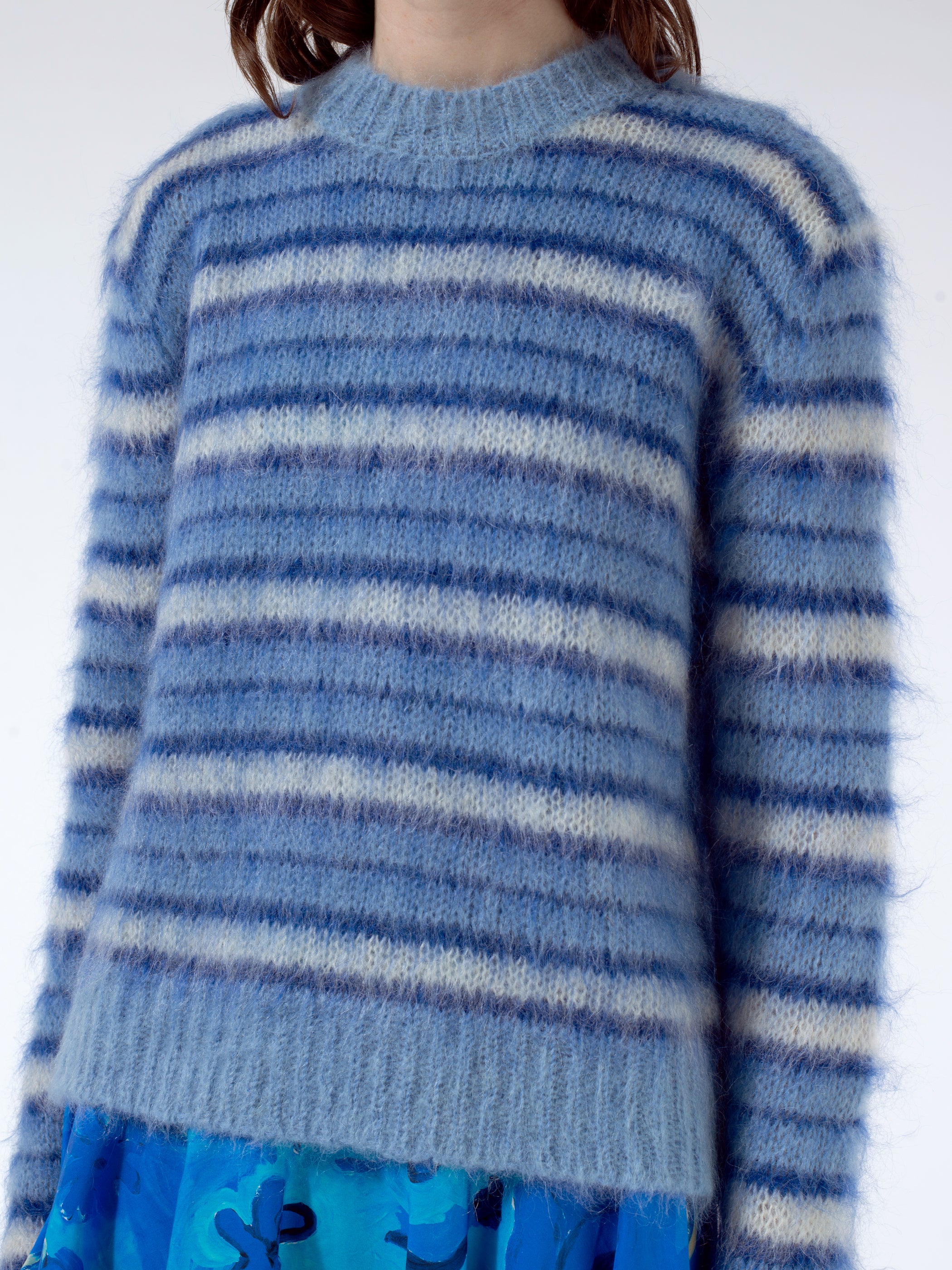 Marni - Striped Mohair and Wool Sweater in Iris Blue – gravitypope