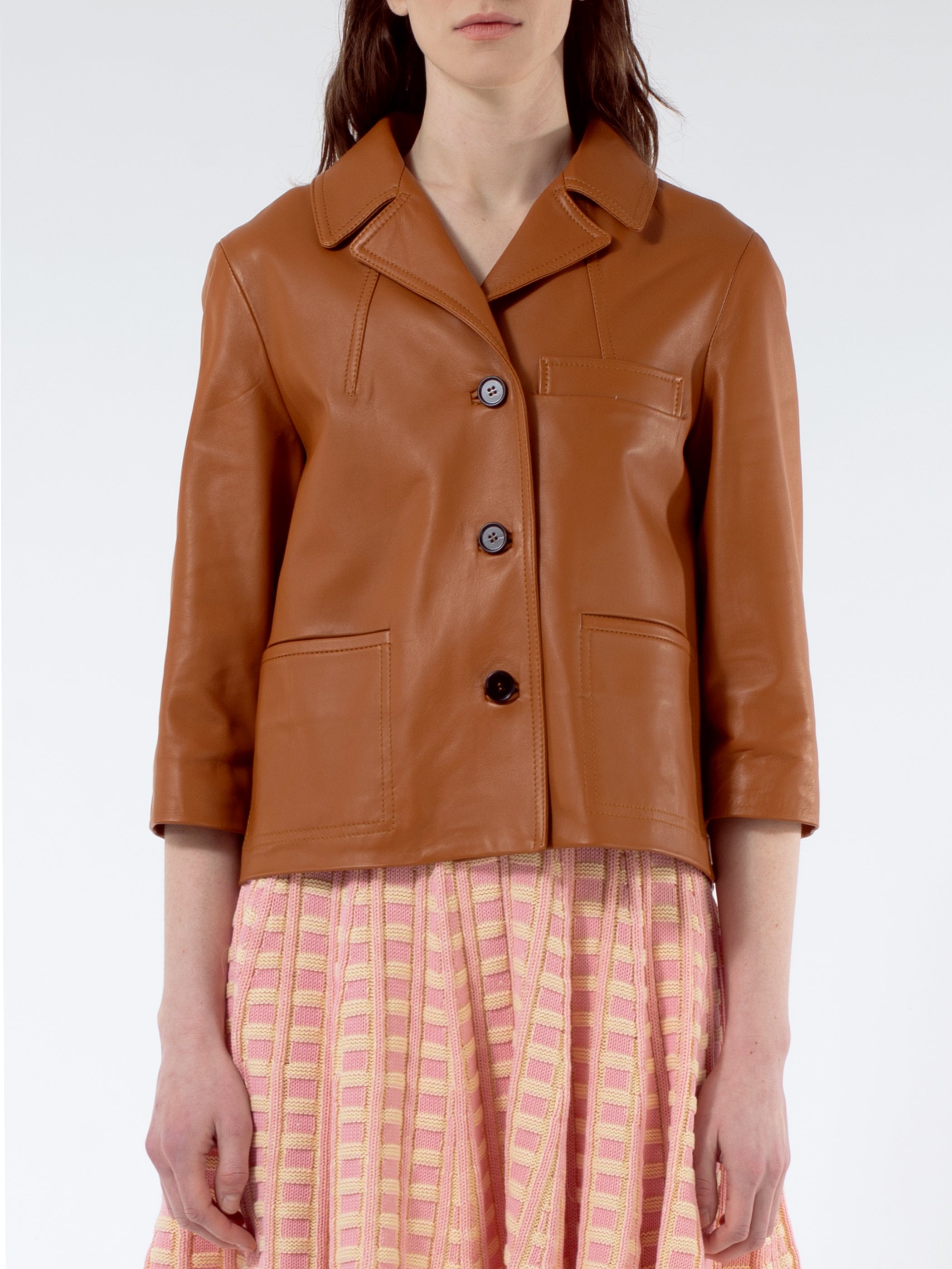 Marni Leather Jacket in Gold Brown gravitypope