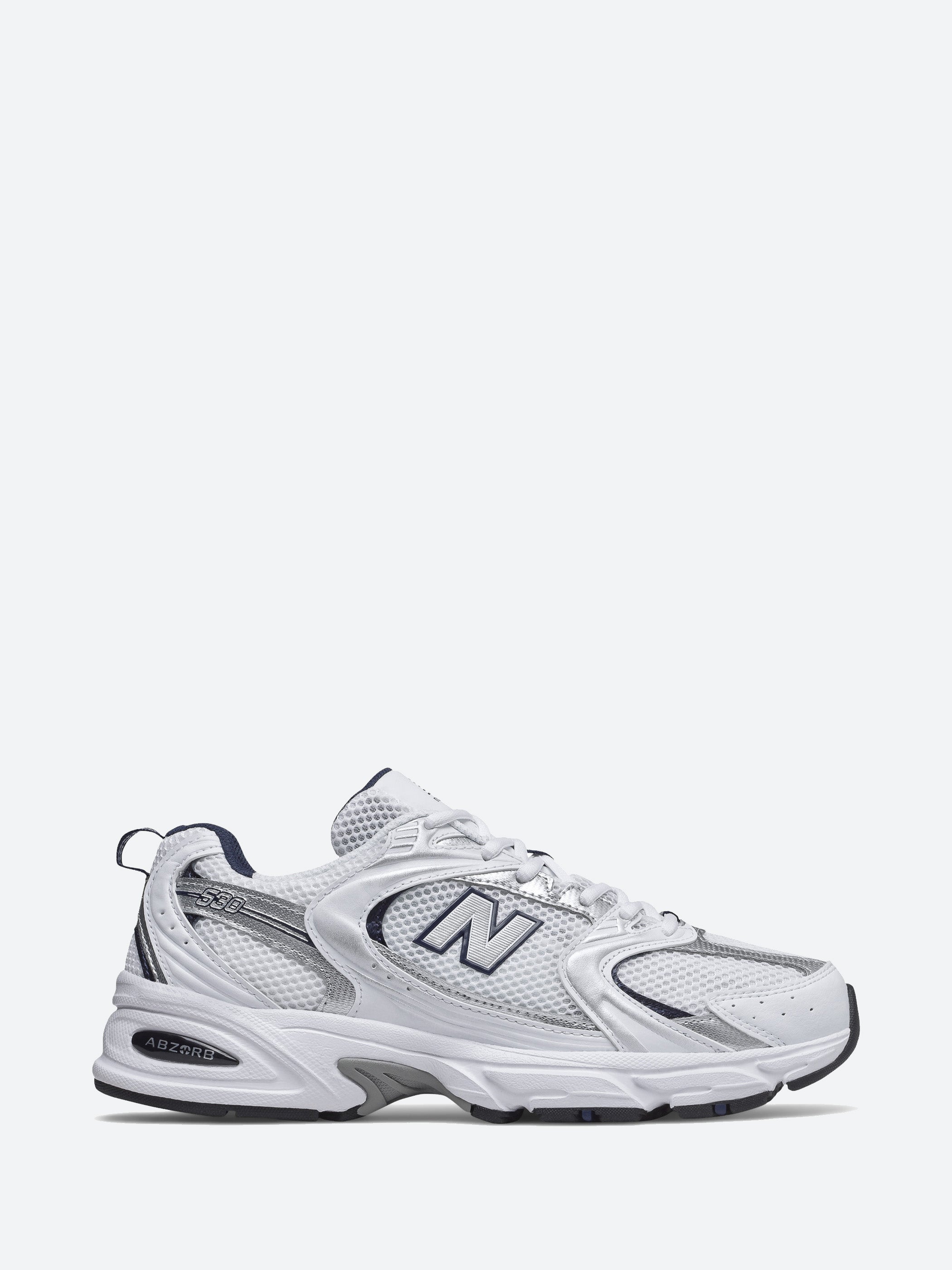 New Balance 530 in White and Natural Indigo gravitypope